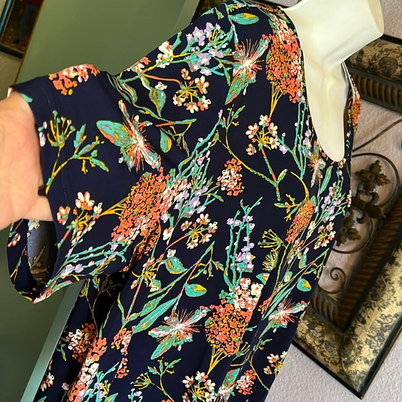 NWT Ulla Popken Knit Stretch Top pretty floral print / short sleeved Sz 24/26 - Picture 4 of 13